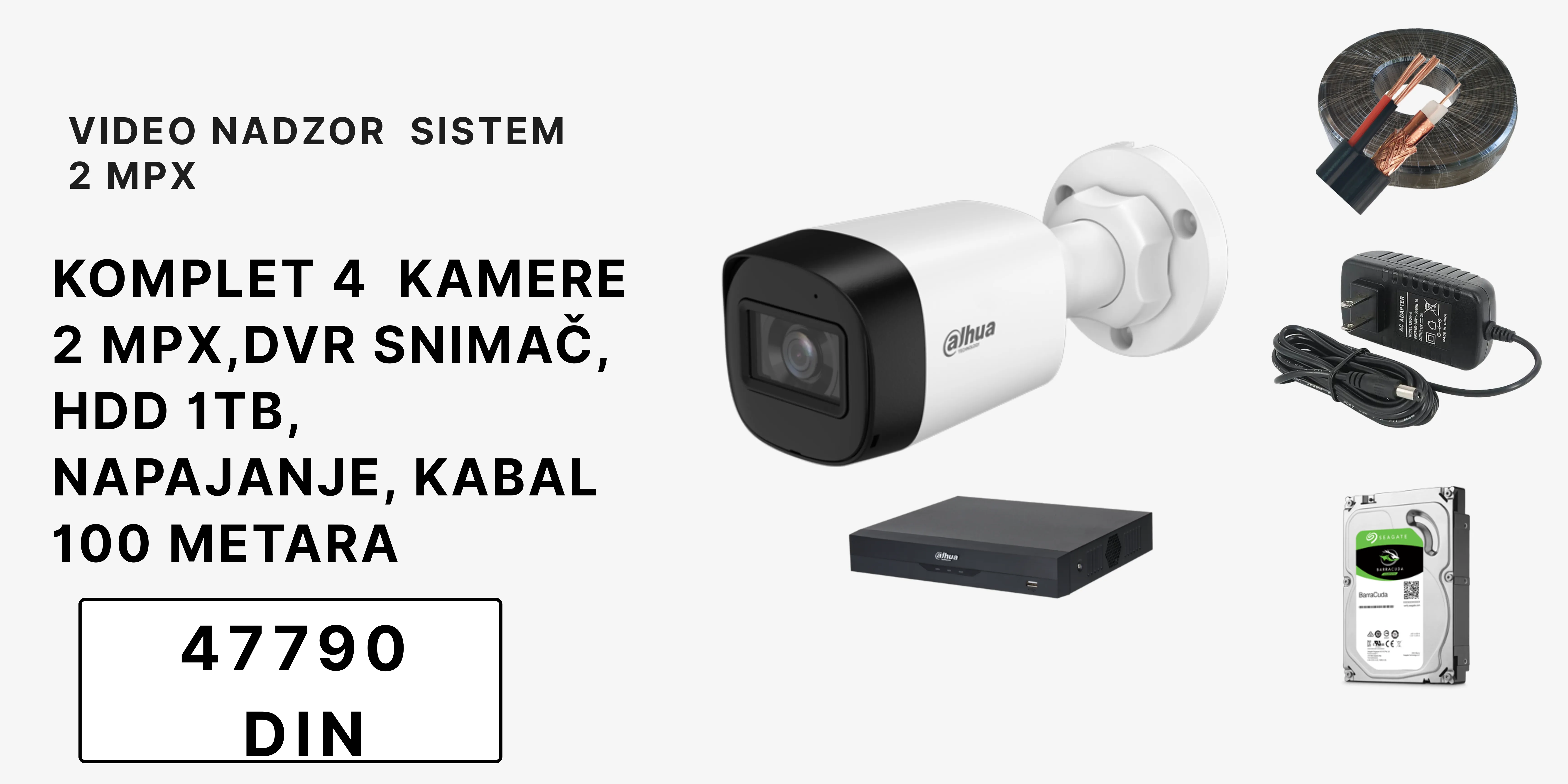 dahua komplet video nadzora 4 kamere 2mpx